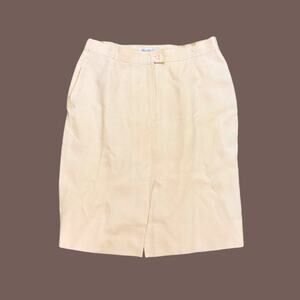 MaxMara Pencil Skirt | Beige Linen Blend | Size 14 | Vintage